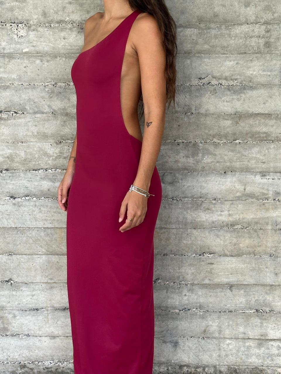 Vestido Longo Colado - Vinho