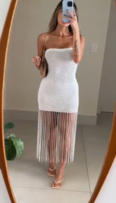 Vestido de Crochê com Franja