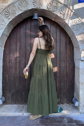 Vestido Longo Blenda - Cáqui