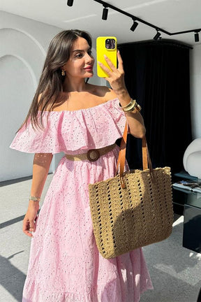 Vestido Malha Lese - Rosa