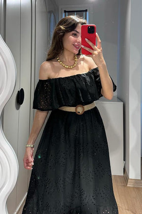 Vestido Malha Lese Preto