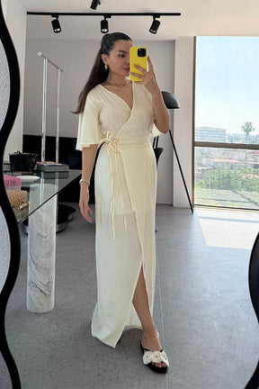 Vestido Longo Amarração - Creme