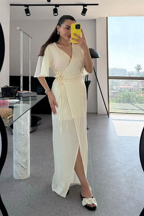 Vestido Longo Amarração - Creme