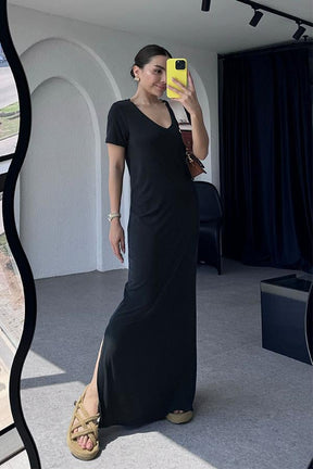 Vestido Longo Basic - Preto