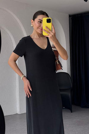 Vestido Longo Basic - Preto