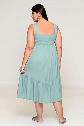 Vestido Midi Plus Size - Verde