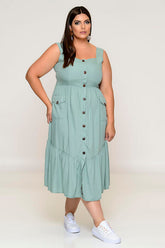 Vestido Midi Plus Size - Verde