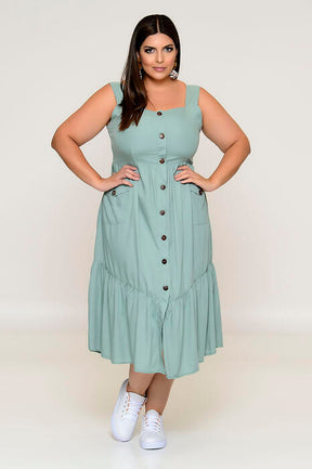 Vestido Midi Plus Size - Verde