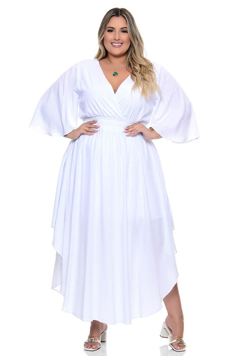 Vestido Midi Plus Size Milena - Branco