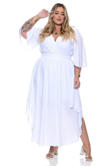 Vestido Midi Plus Size Milena - Branco